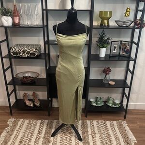 Petal & Pup Green Sheath Midi Dress with Spaghetti Straps